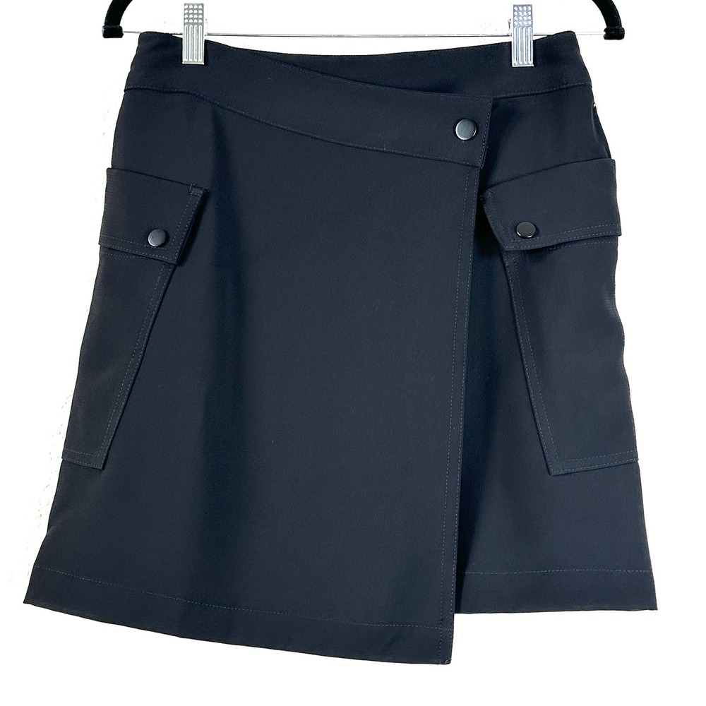 Bishop + Young Military Cargo Wrap‎ Mini Skirt Black Utility Pockets Size M NWT